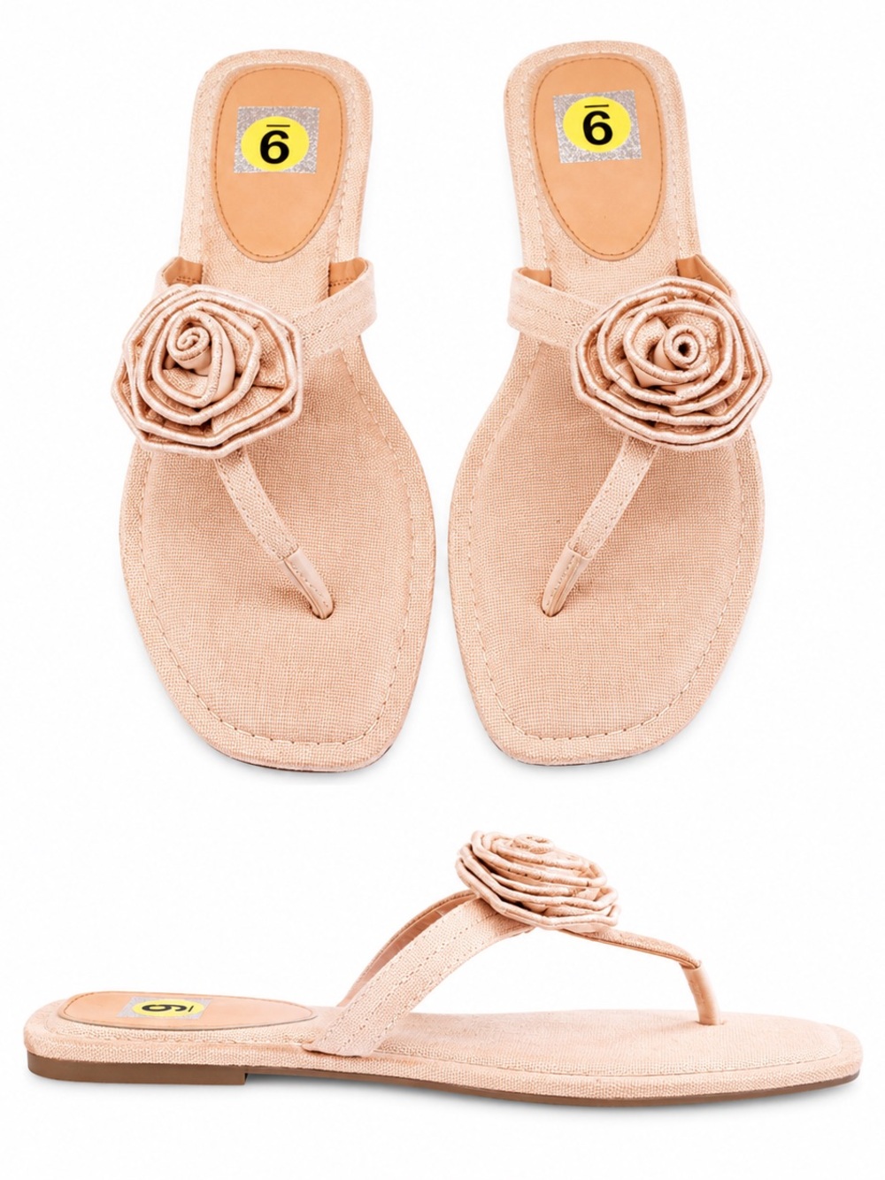 NWOT Women’s Jasmin Floral Thong Slide Sandals Beige Canvas Size 9